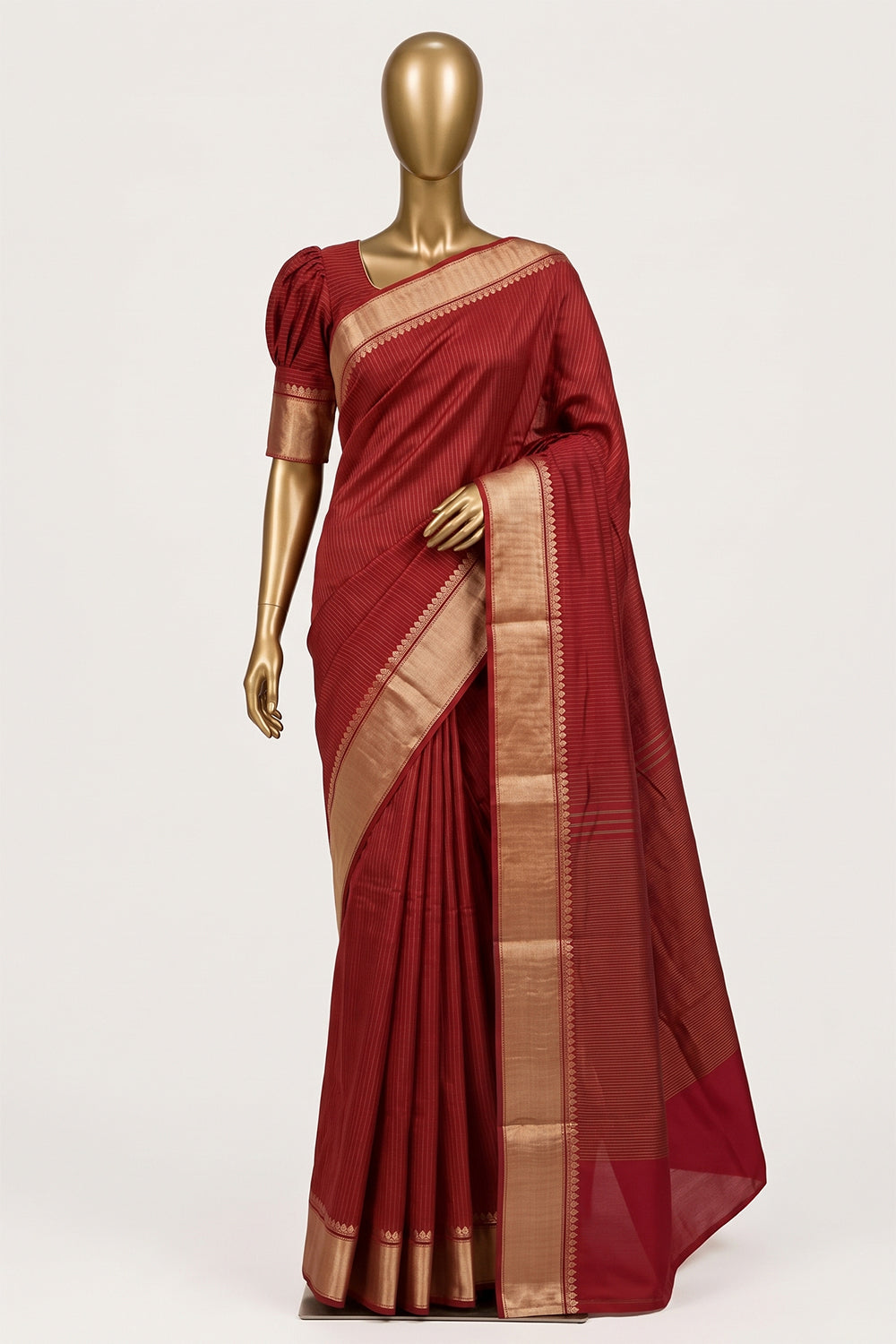 Image of Red Desi Tussar Silk Saree