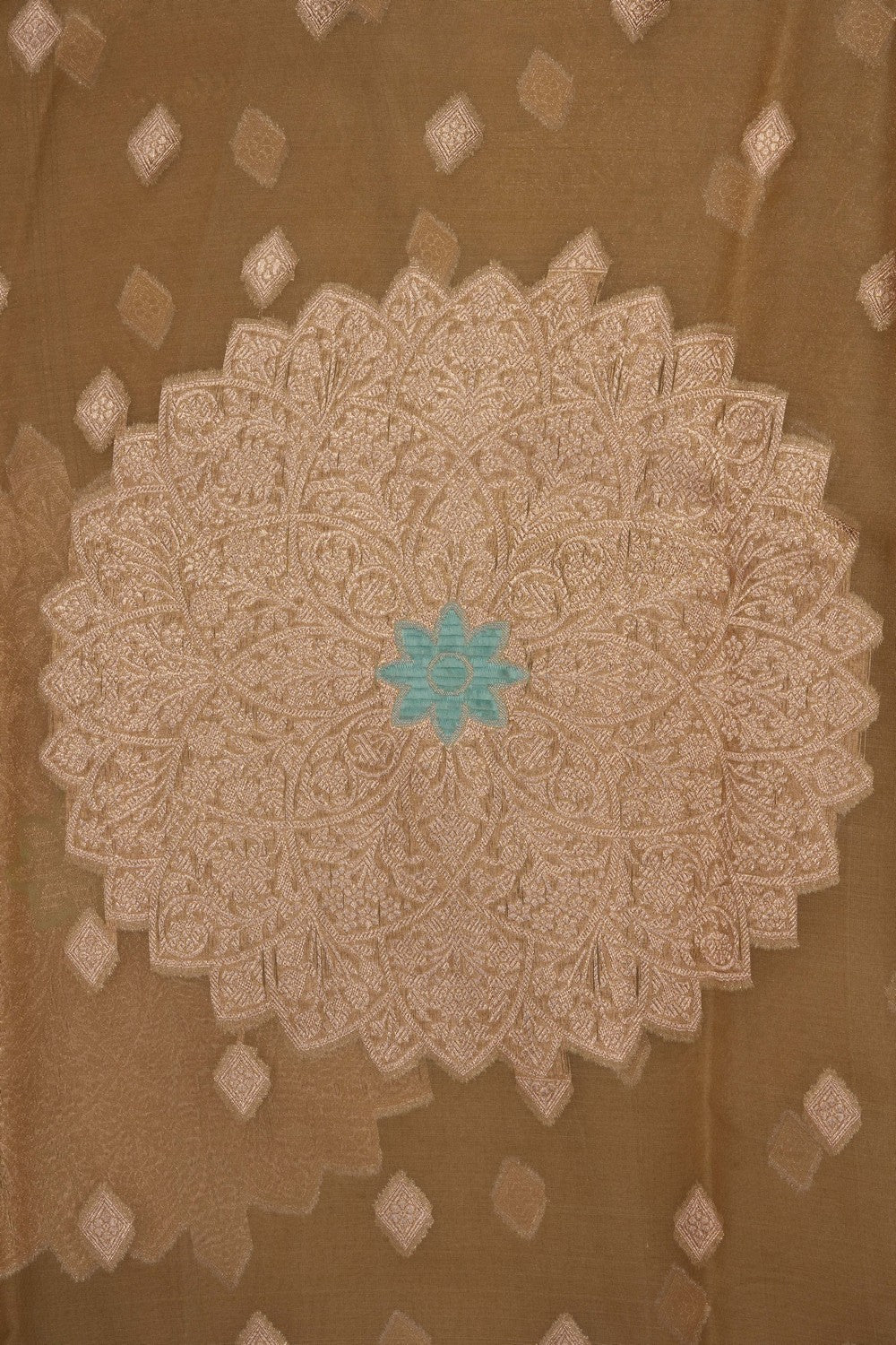 Image of Moss-Green Banarasi Kora Saree