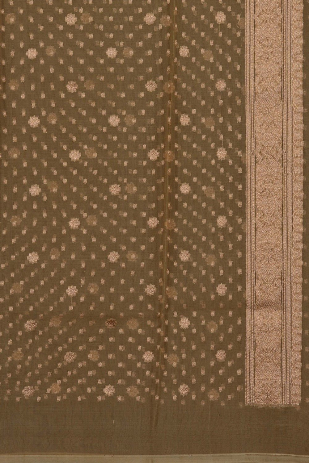 Image of Moss-Green Banarasi Kora Saree