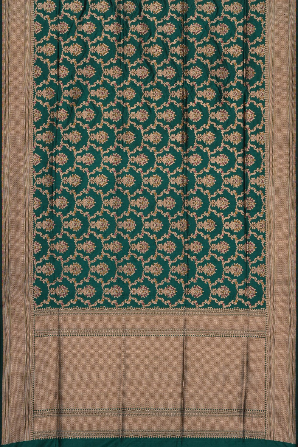 Image of Teal-Green Banarasi Brocade Silk Saree