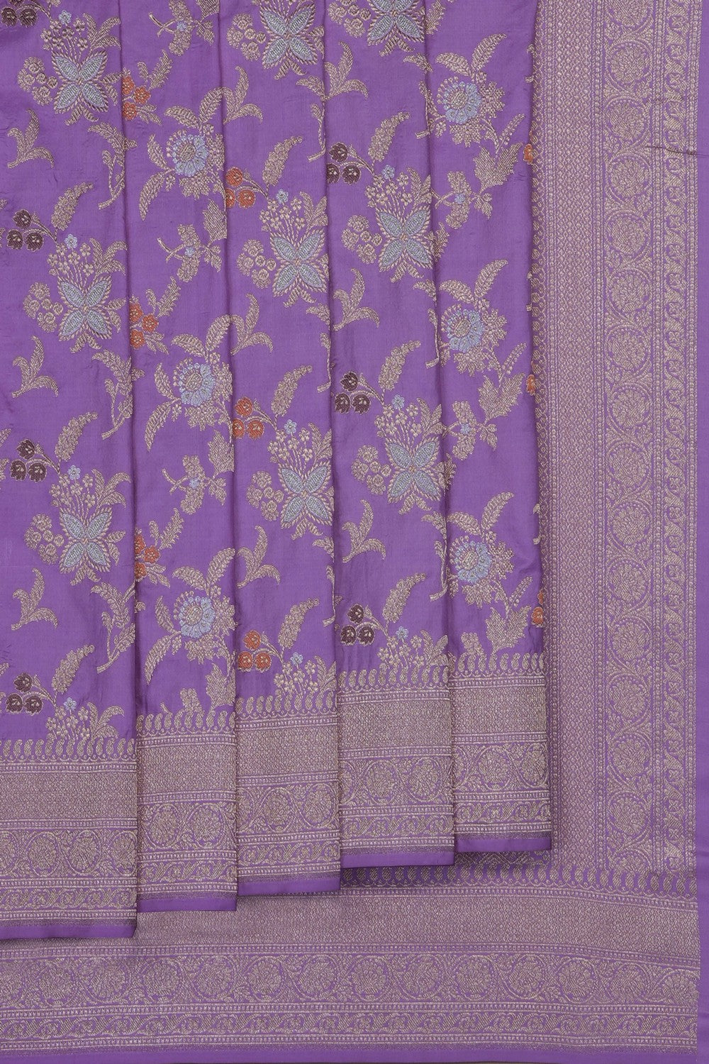 Image of Lavender Banarasi Brocade Silk Saree