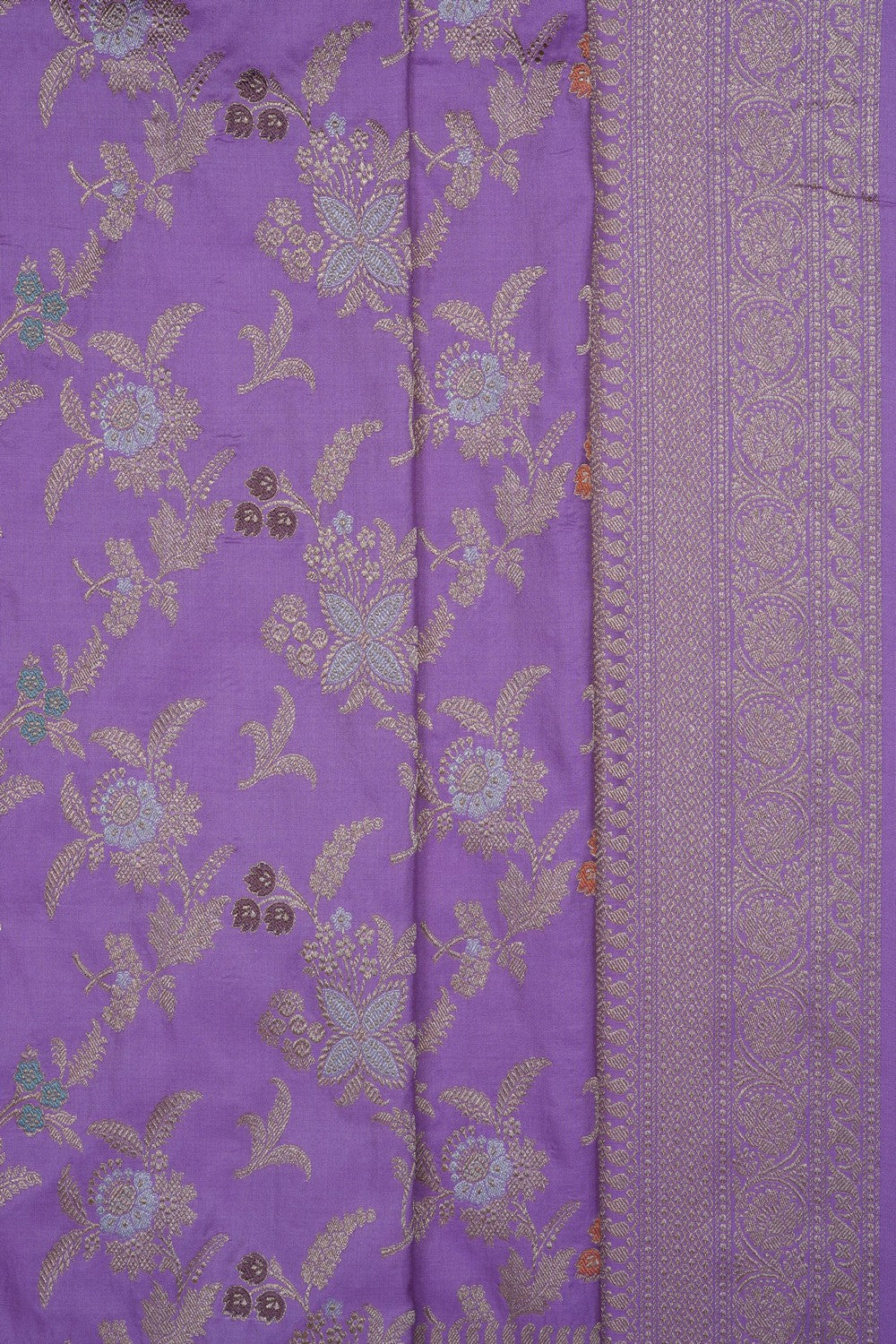 Image of Lavender Banarasi Brocade Silk Saree