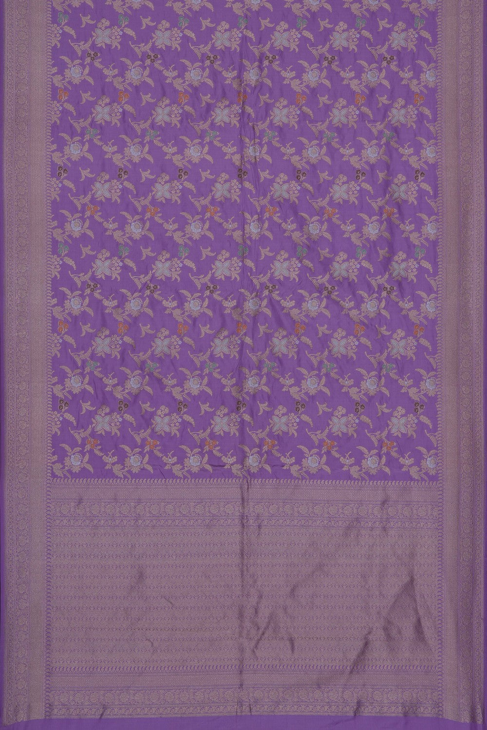Image of Lavender Banarasi Brocade Silk Saree