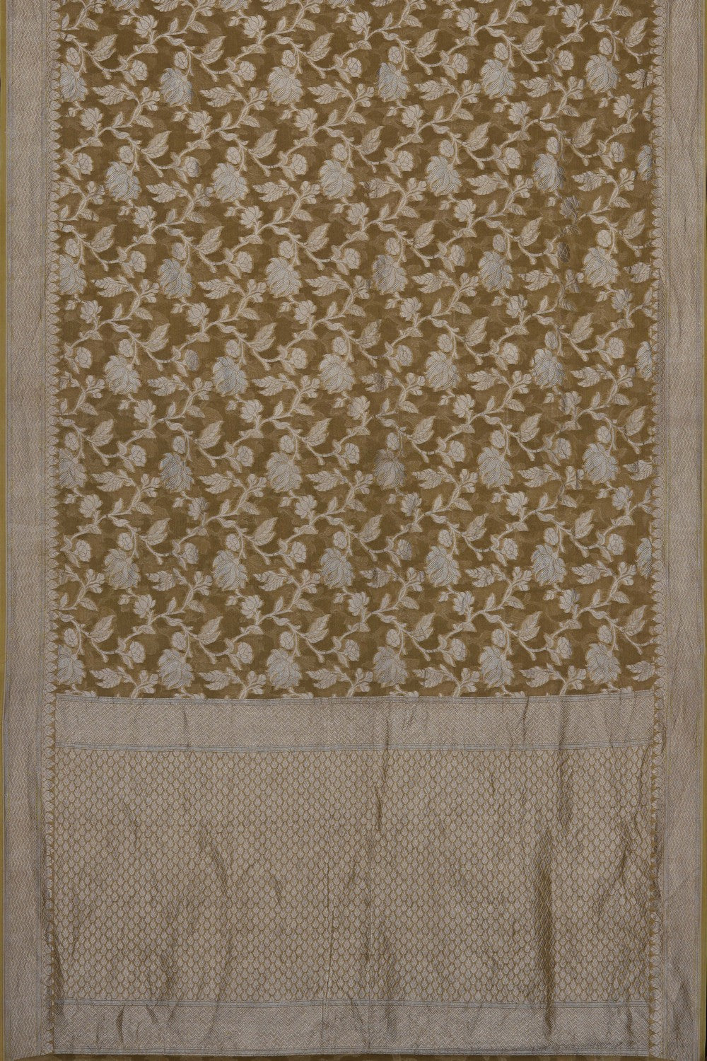 Image of Moss-Green Banarasi Tissue Silk Saree