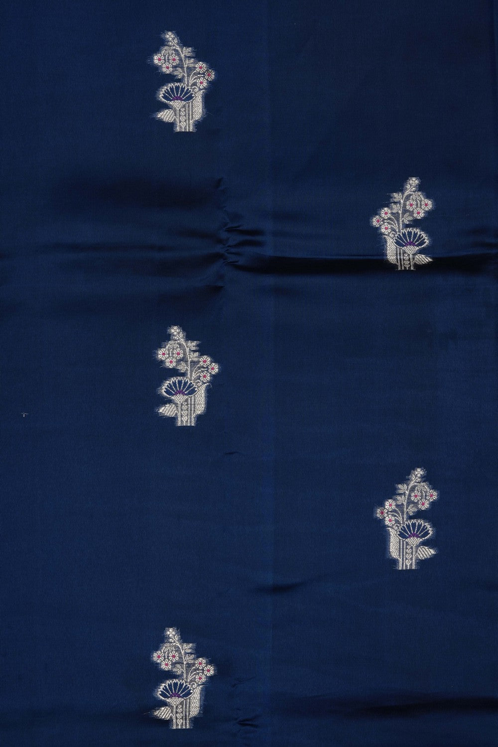 Image of Navy Blue Banarasi Chiniya Silk Saree