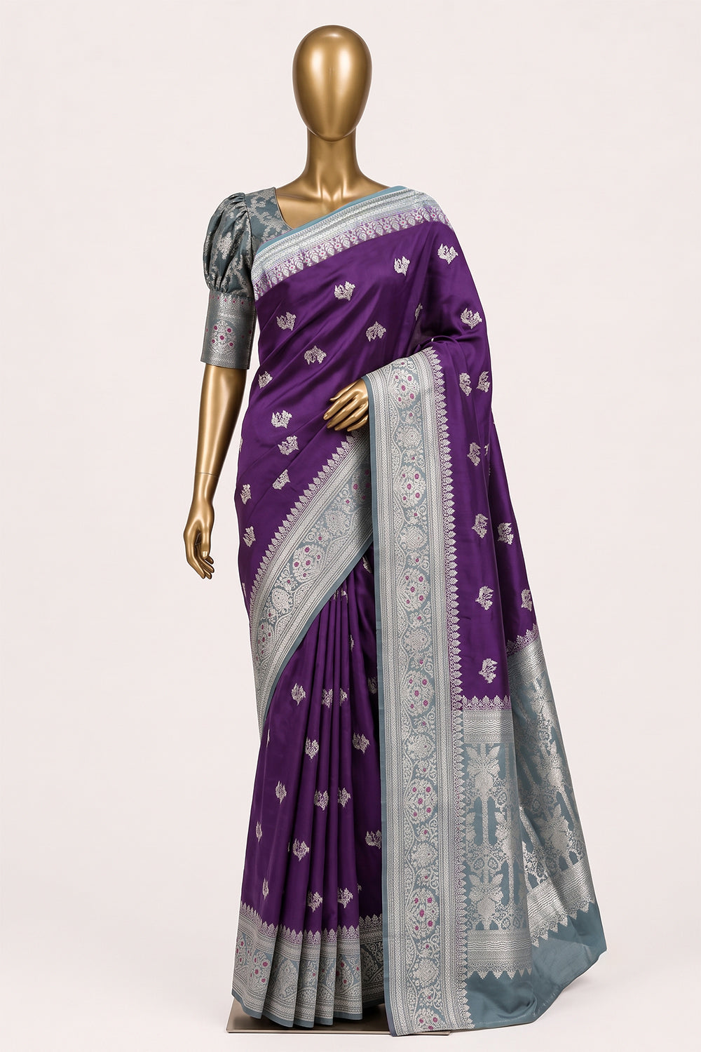 Image of Purple Banarasi Chiniya Silk Saree