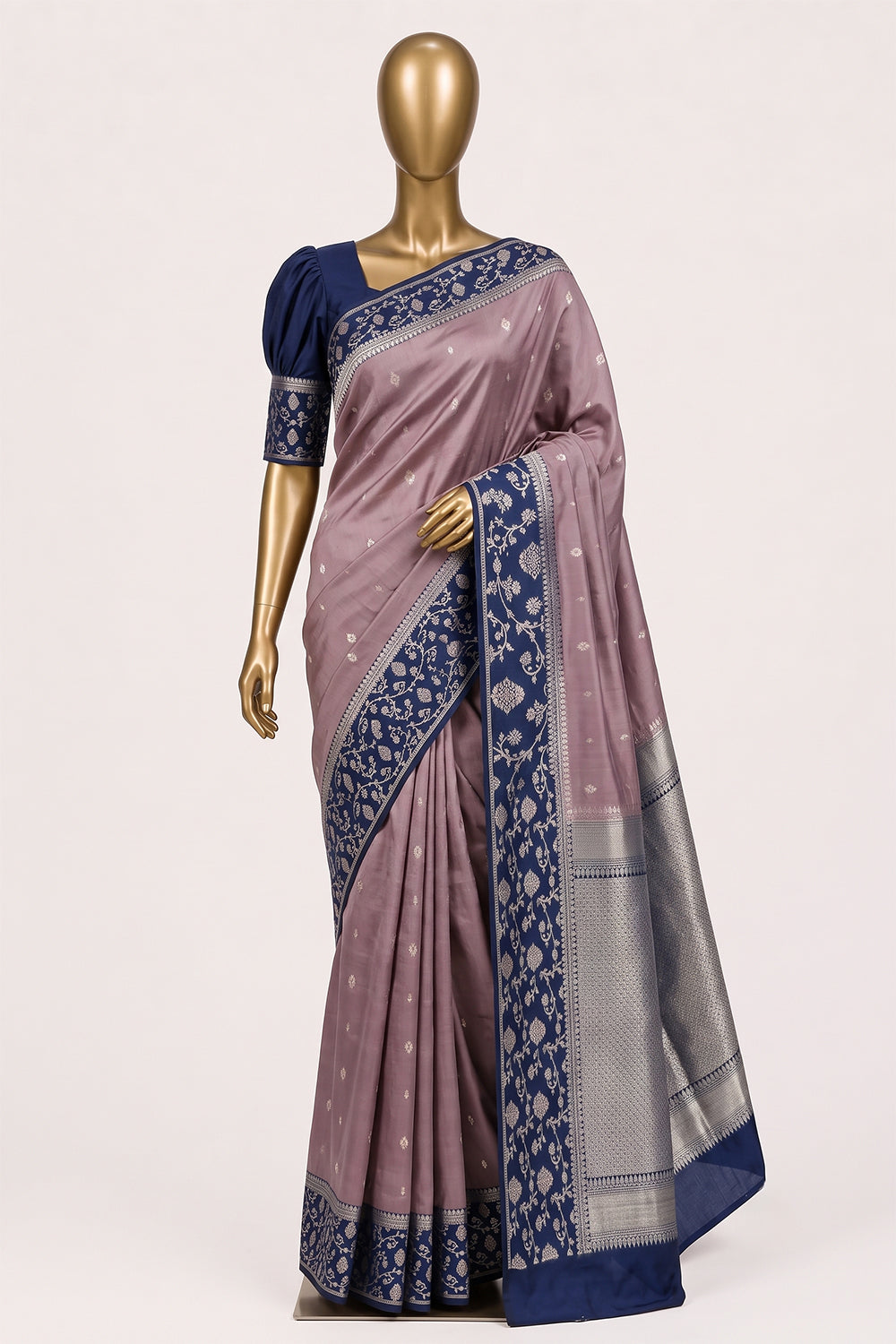 Image of Pink Banarasi Chiniya Silk Saree