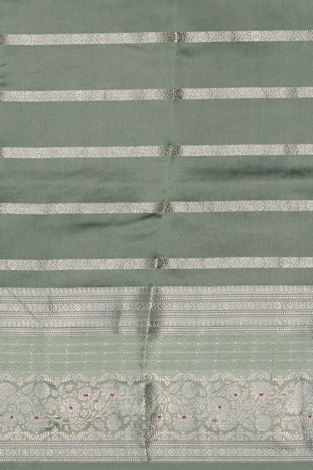 Image of Bottle-Green Banarasi Chiniya Silk Saree