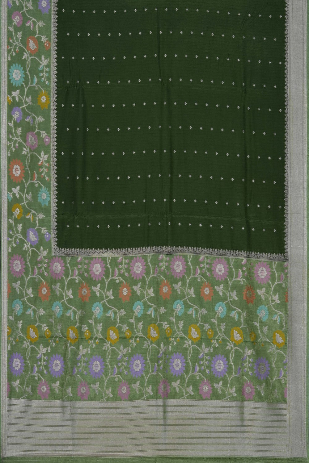 Image of Green Banarasi Chiniya Silk Saree