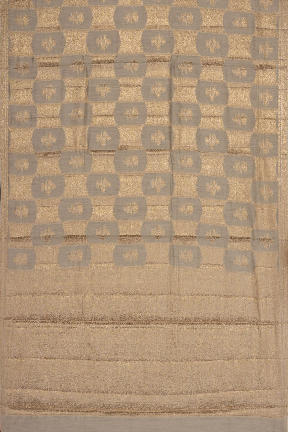 Image of Off-White Banarasi Chiniya Silk Saree