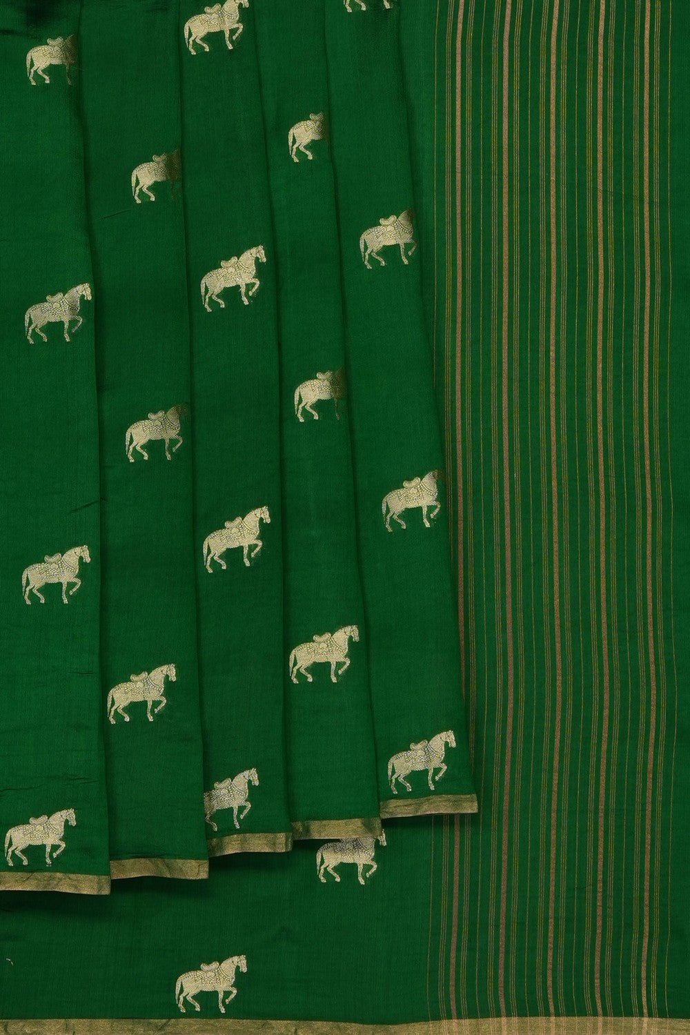 Image of Green Banarasi Silk Saree
