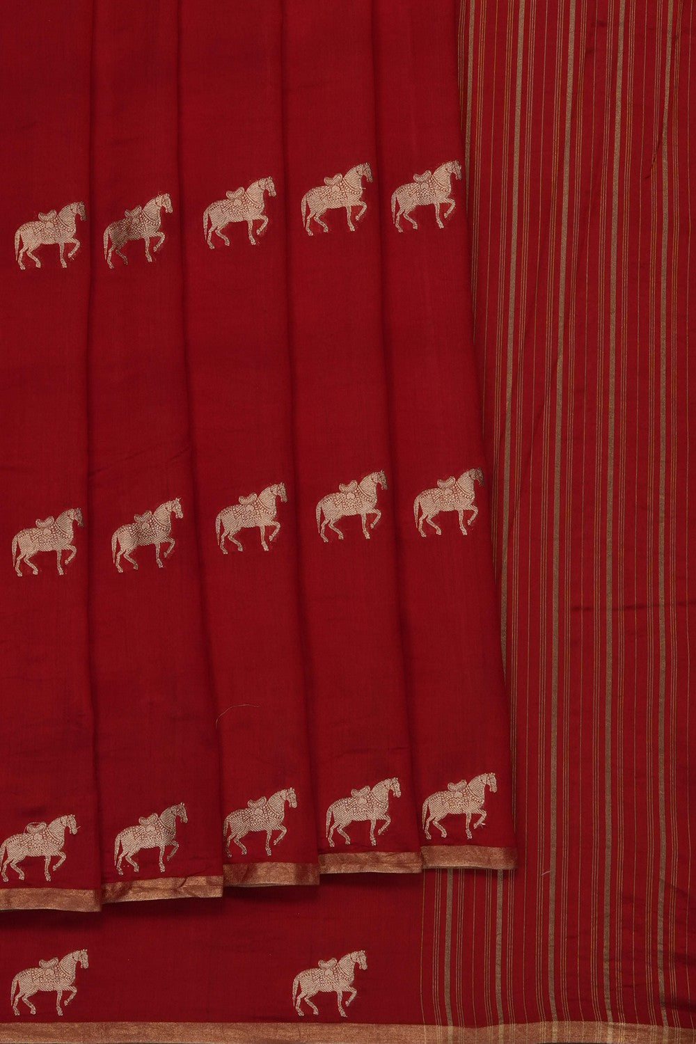 Image of Ruby Red Banarasi Silk Saree