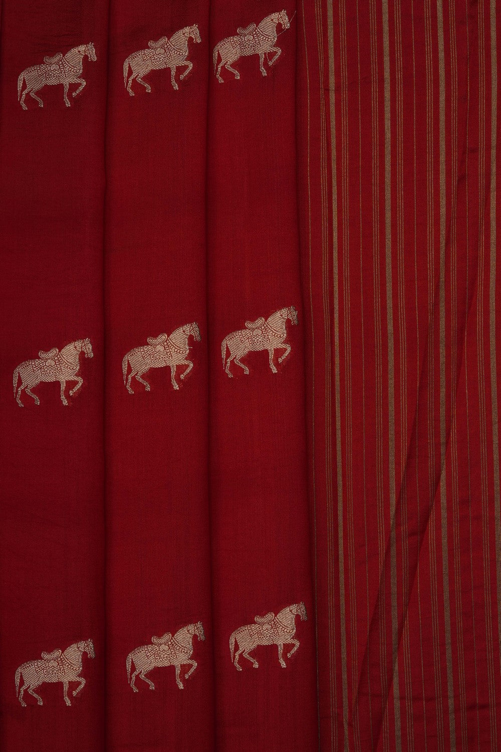 Image of Ruby Red Banarasi Silk Saree