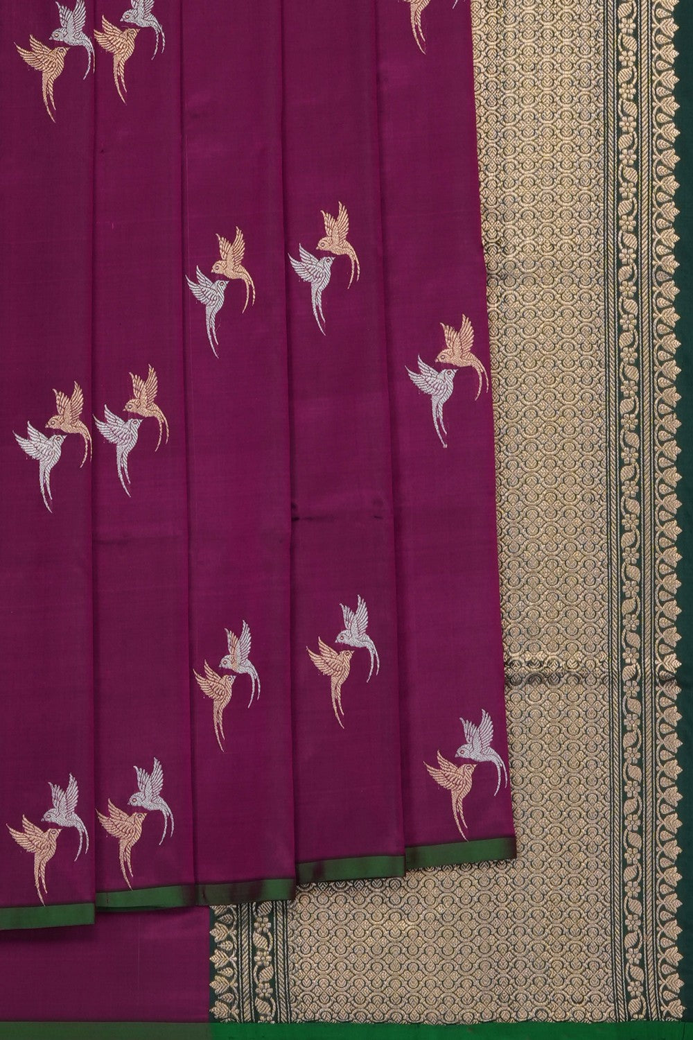 Image of Wine Mulberry Banarasi Silk Saree