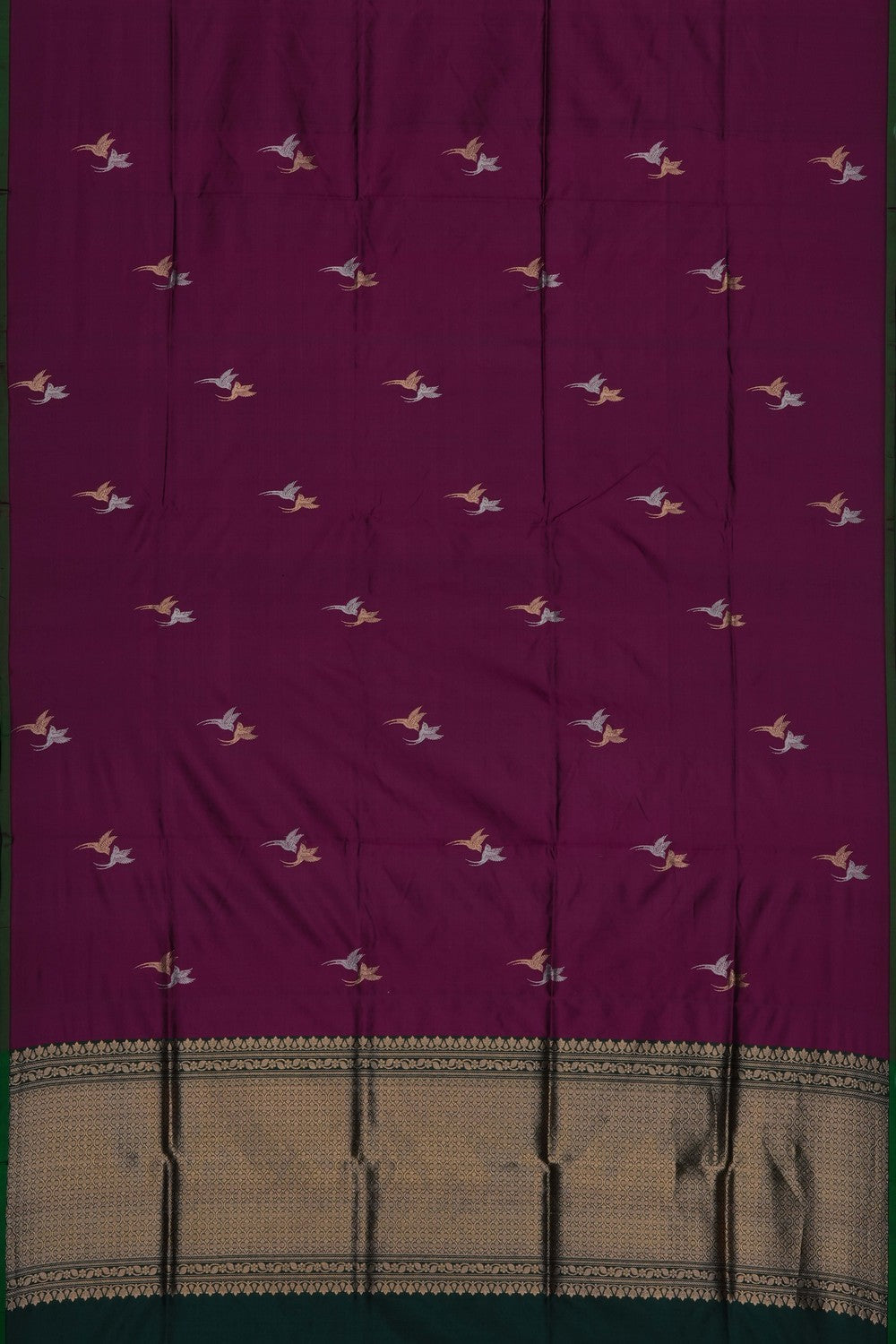 Image of Wine Mulberry Banarasi Silk Saree