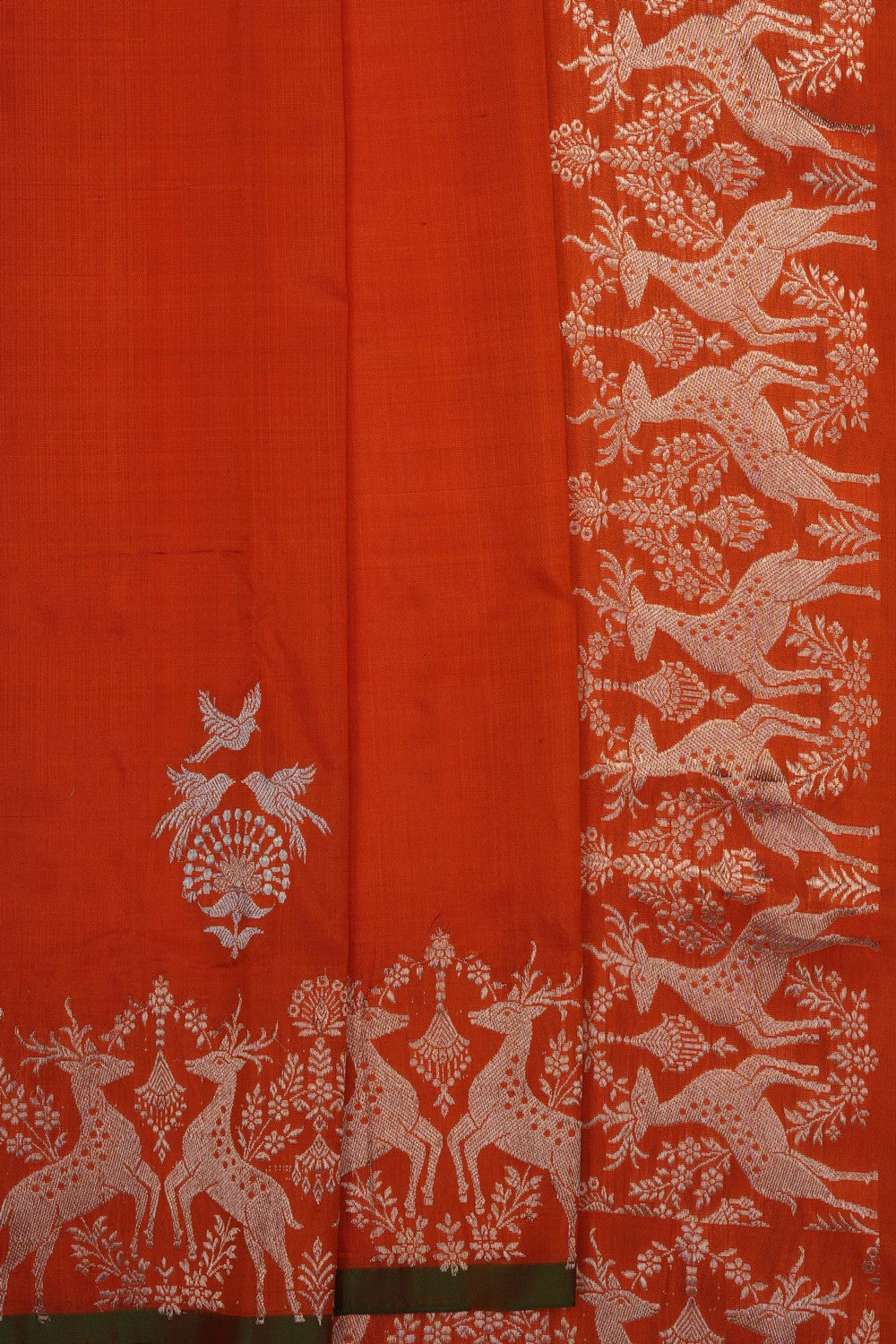Image of Orange Banarasi Silk Saree