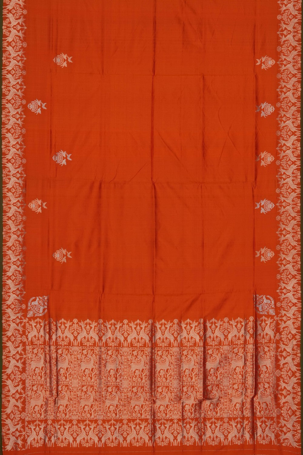 Image of Orange Banarasi Silk Saree