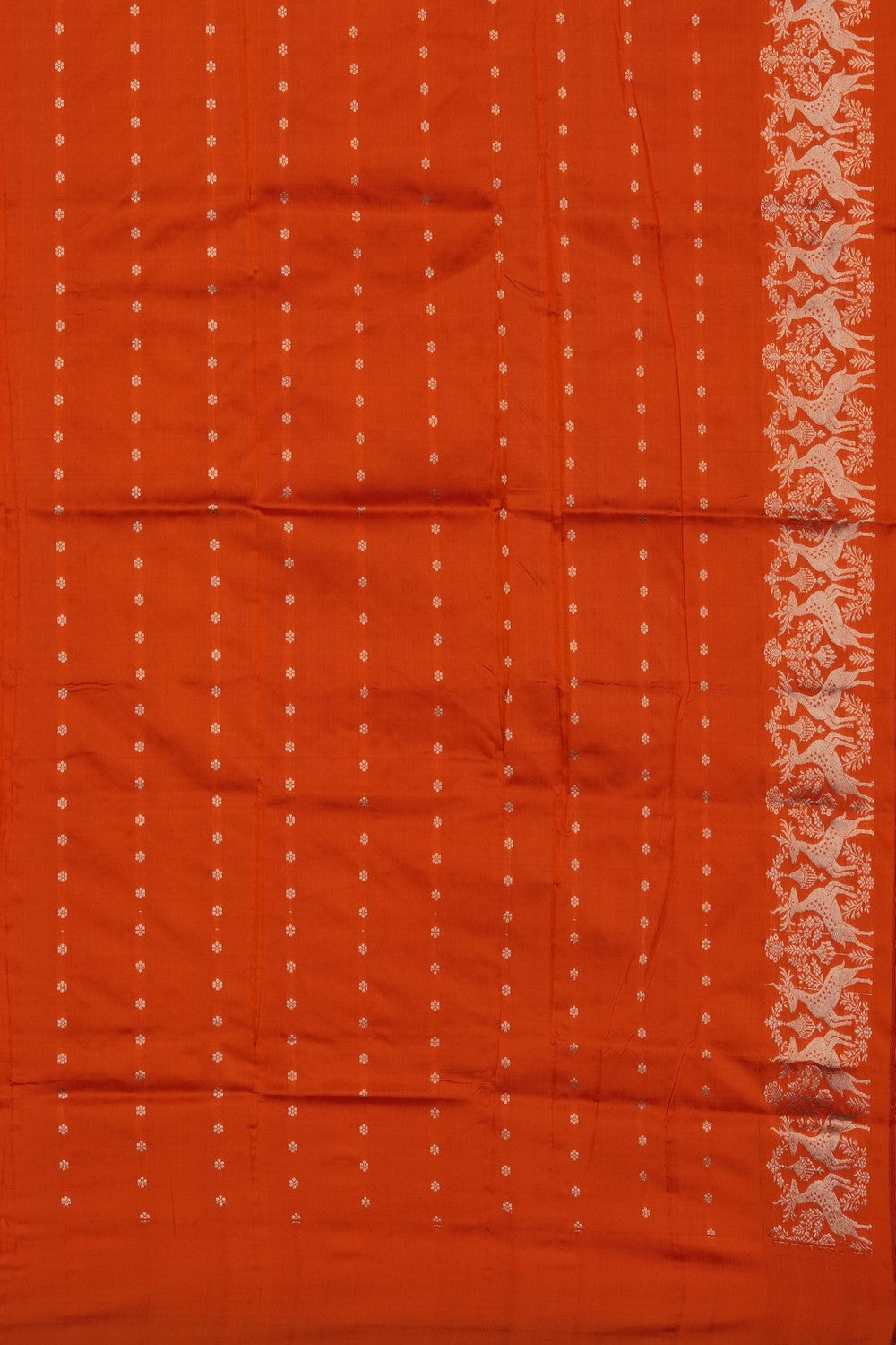 Image of Orange Banarasi Silk Saree