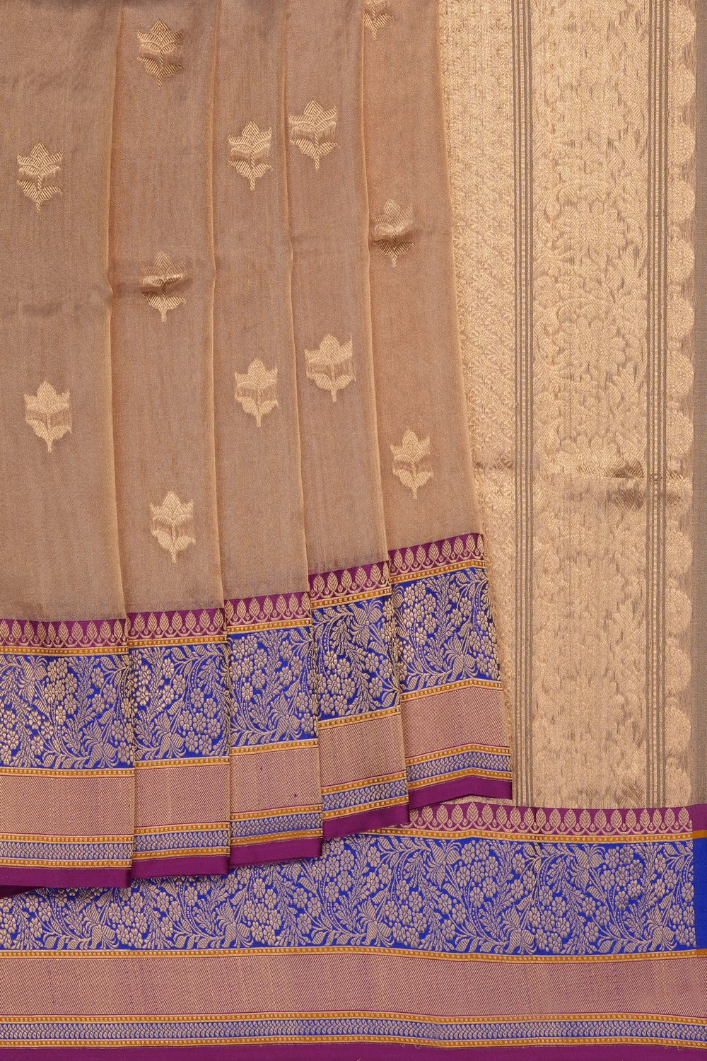 Image of Beige Banarasi Tissue Silk Saree