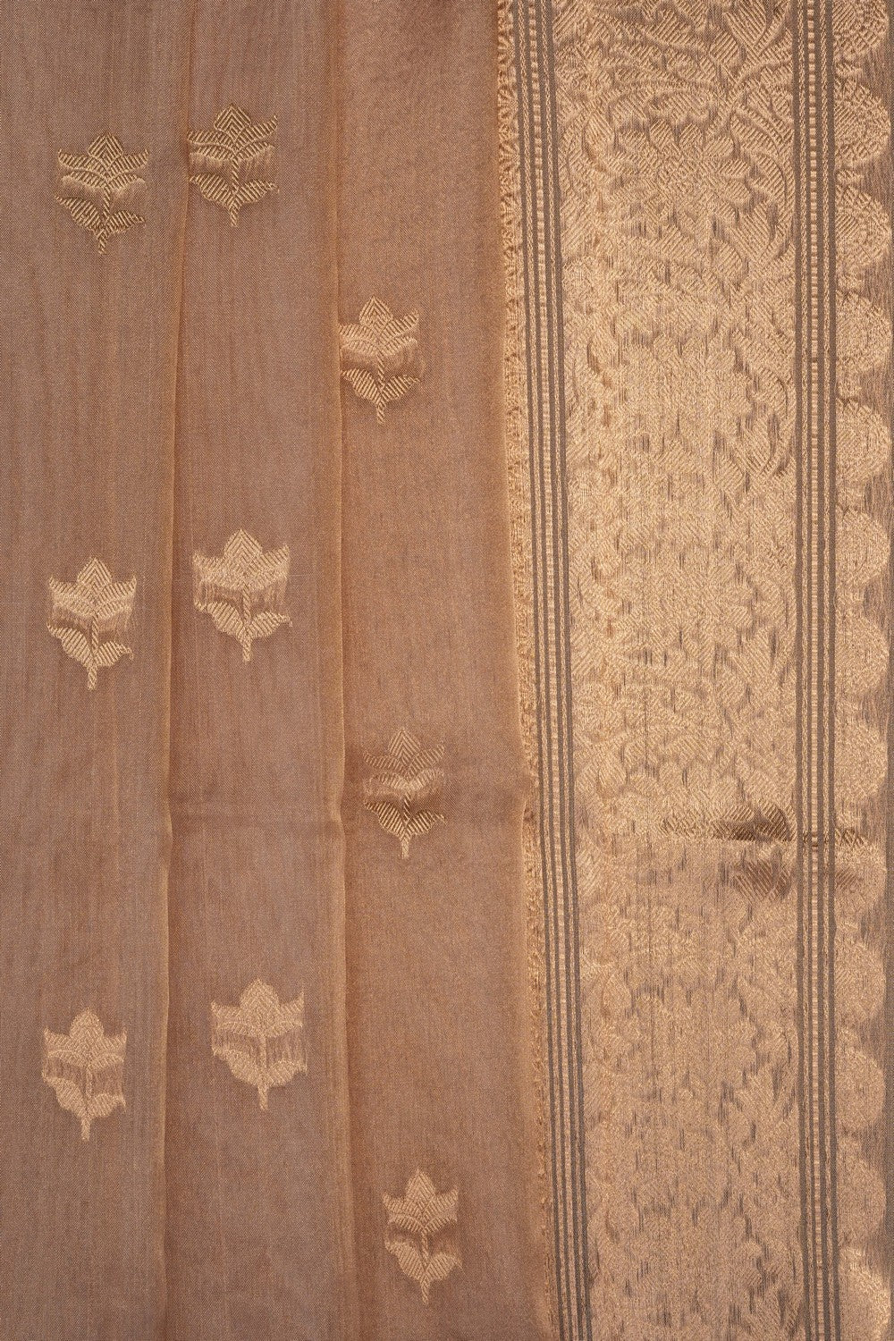 Image of Beige Banarasi Tissue Silk Saree