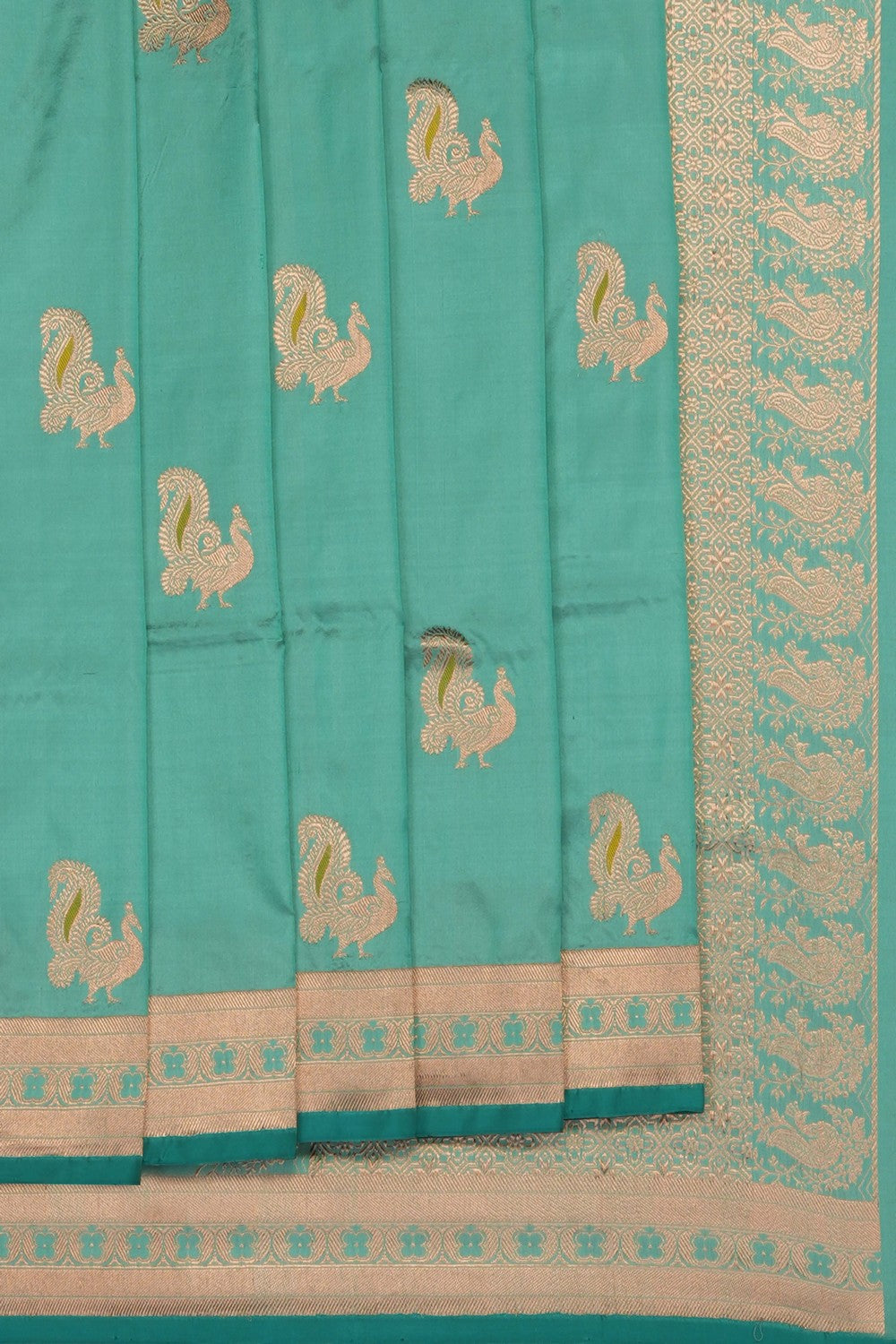 Image of Sea Blue Banarasi Silk Saree