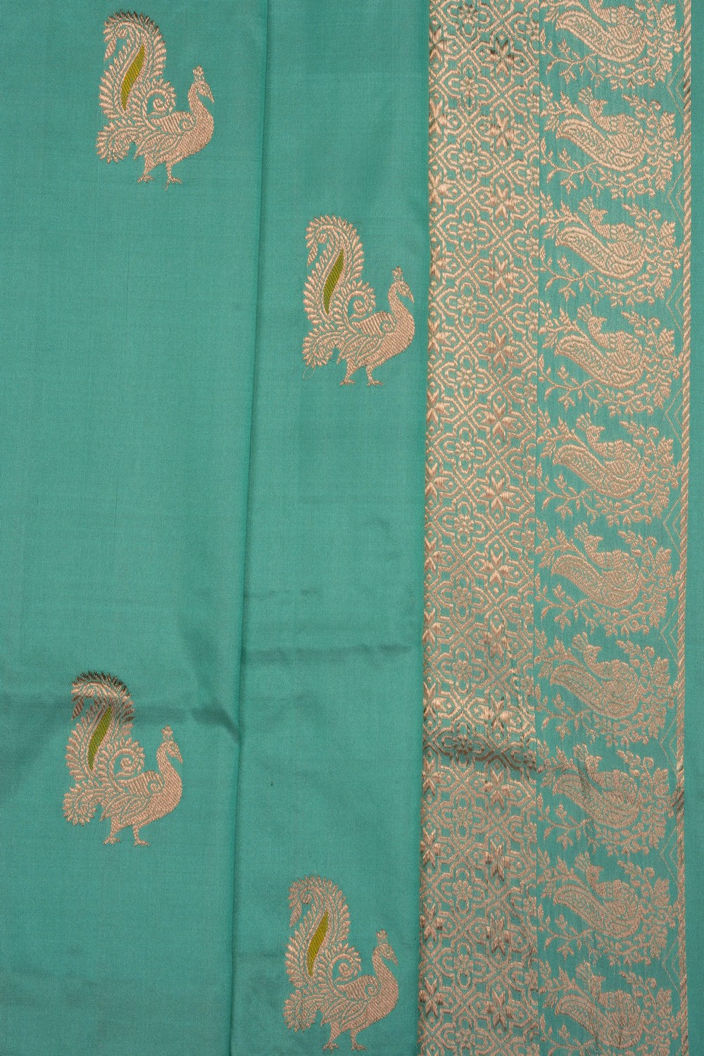 Image of Sea Blue Banarasi Silk Saree