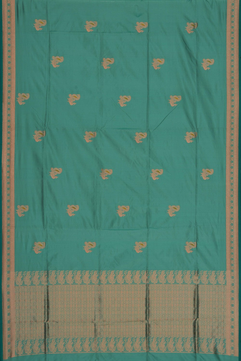 Image of Sea Blue Banarasi Silk Saree