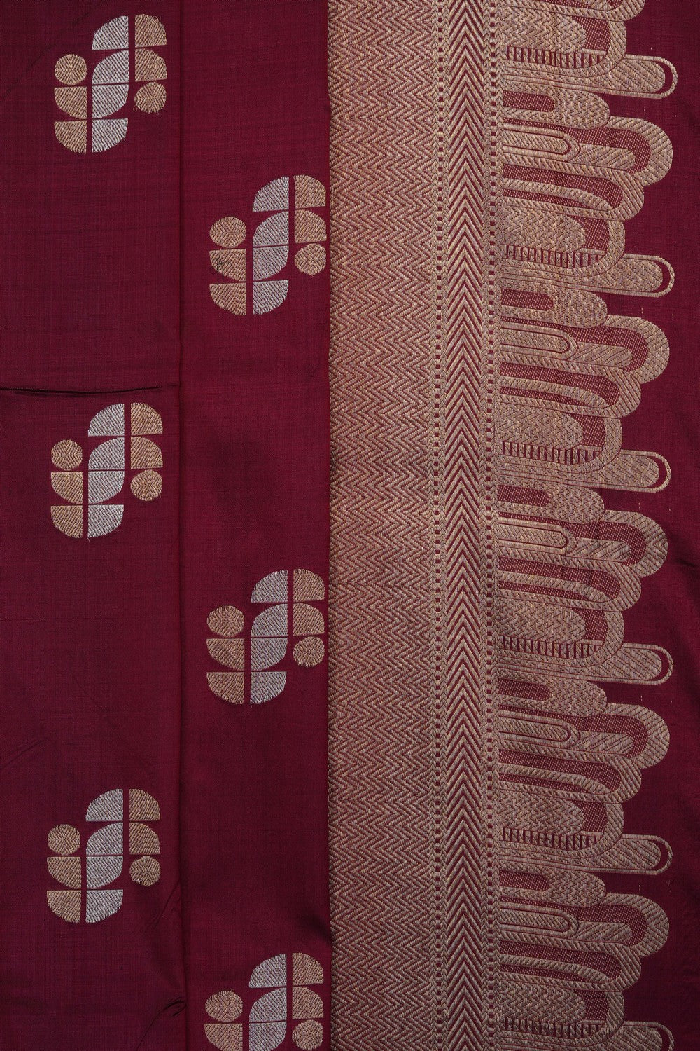 Image of Mulberry Red Banarasi Silk Saree