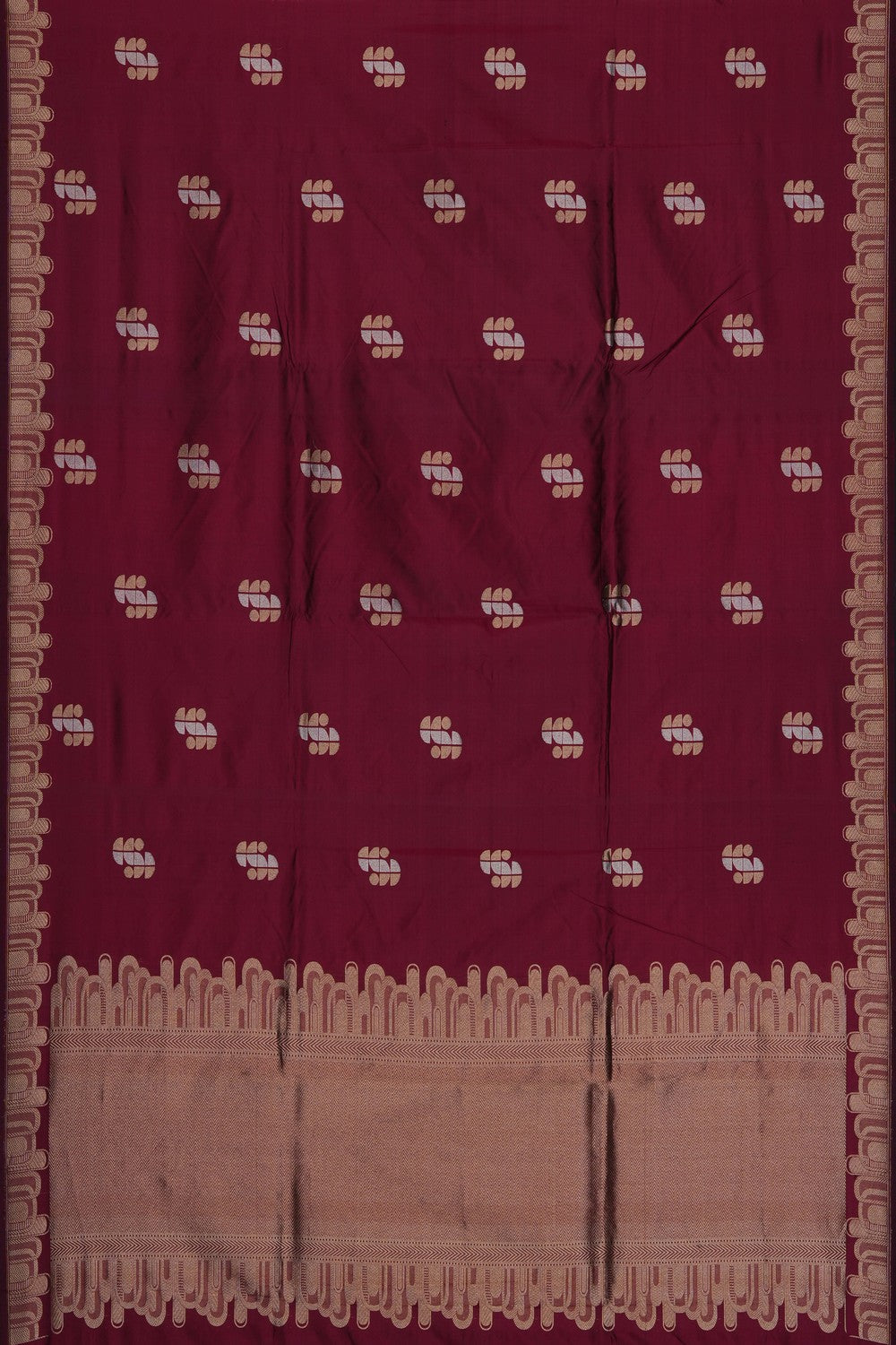 Image of Mulberry Red Banarasi Silk Saree