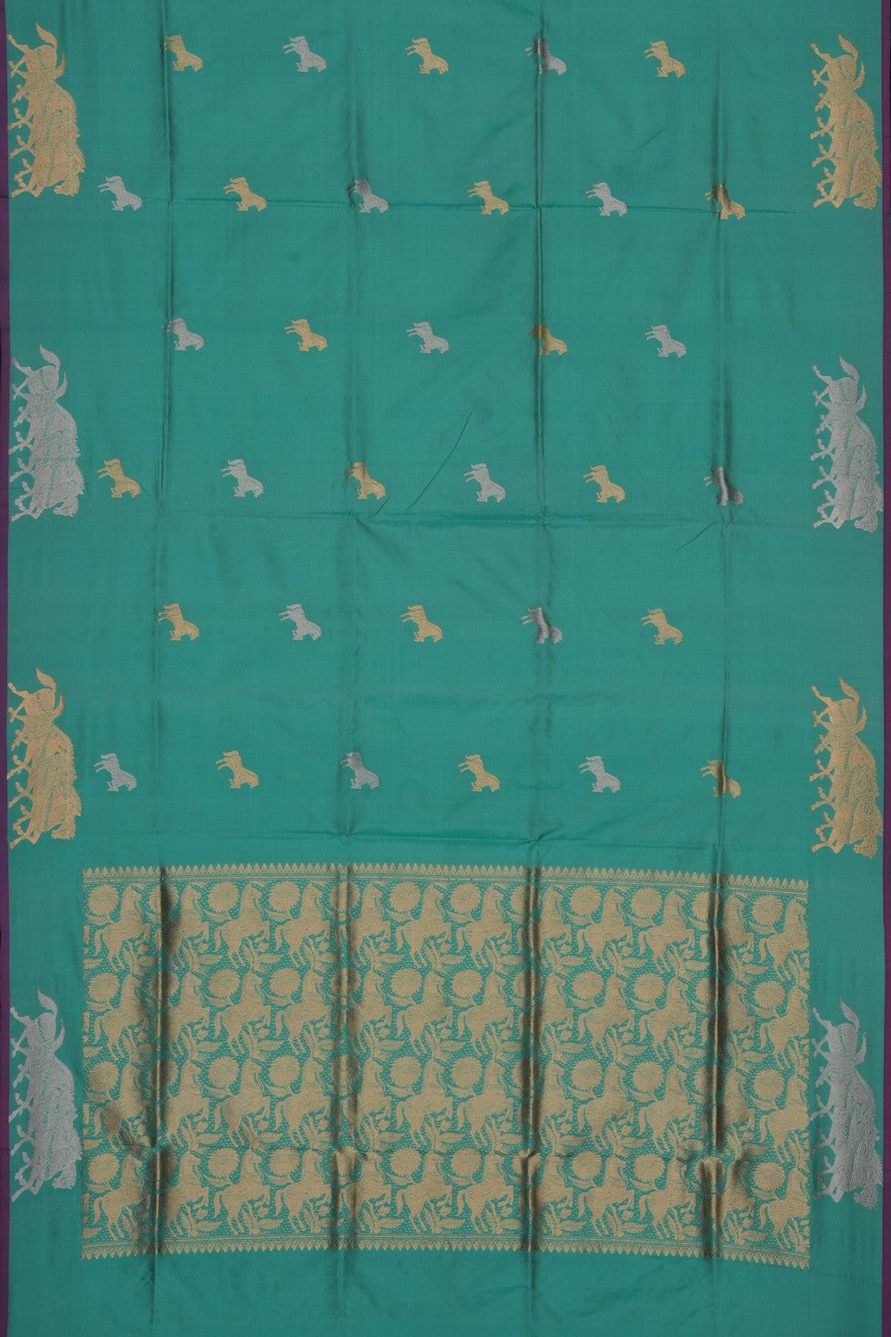 Image of Sea-Green Banarasi Silk Saree