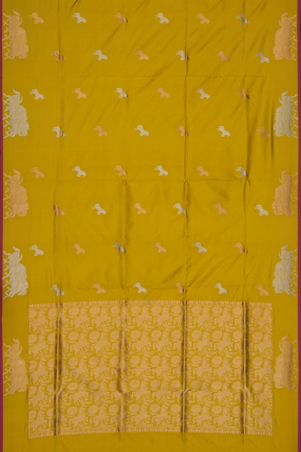 Image of Yellow Banarasi Silk Saree