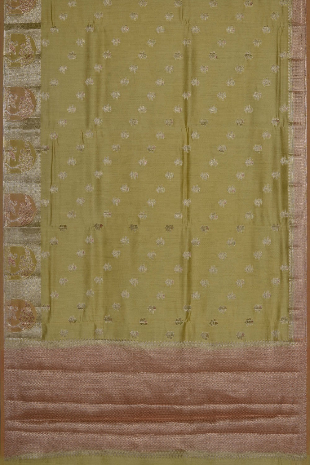 Image of Yellow Banarasi Chiniya Silk Saree