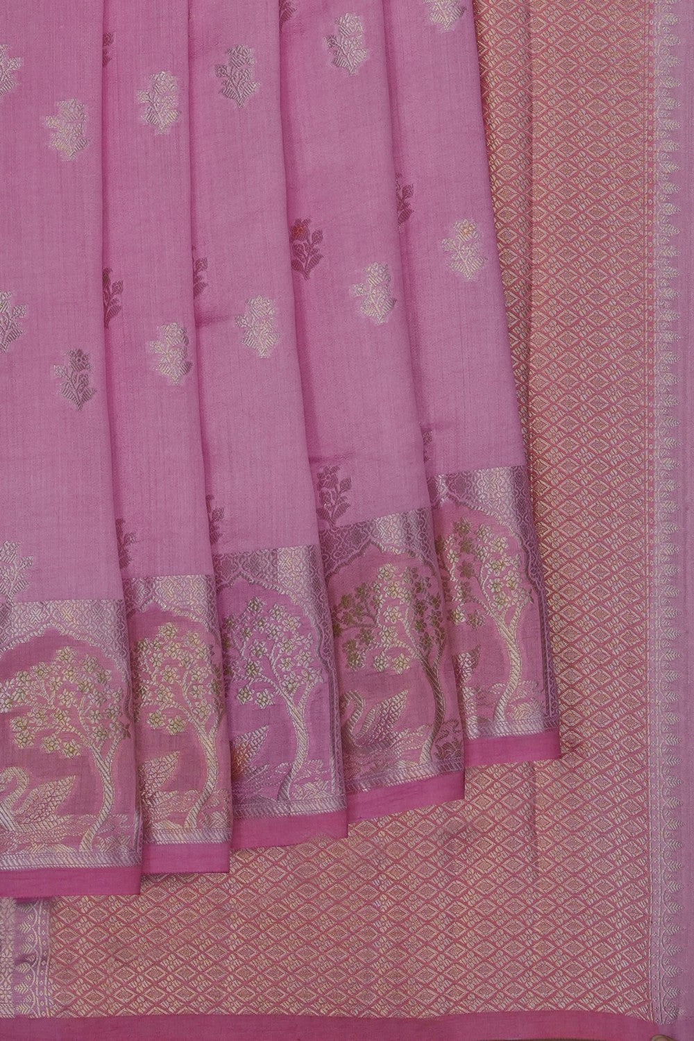 Image of Mauve-Pink Banarasi Chiniya Silk Saree