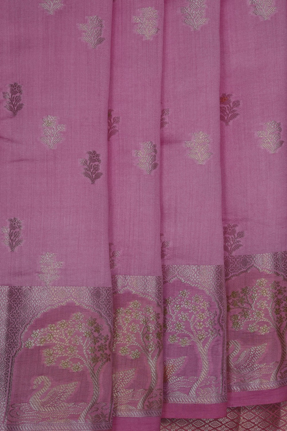 Image of Mauve-Pink Banarasi Chiniya Silk Saree