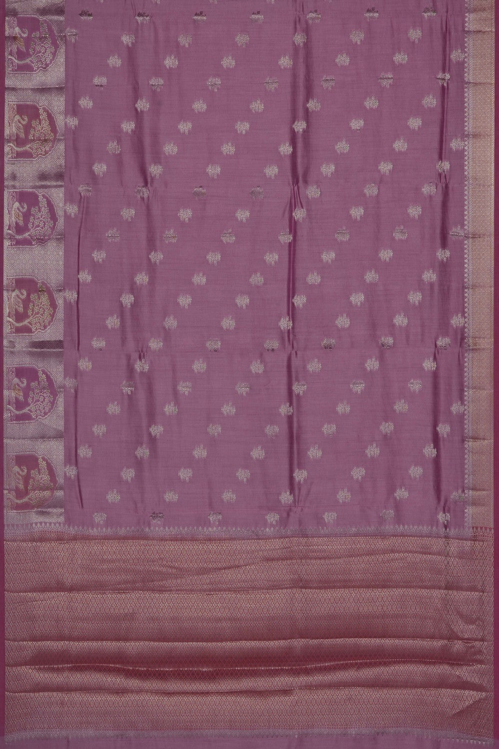 Image of Mauve-Pink Banarasi Chiniya Silk Saree