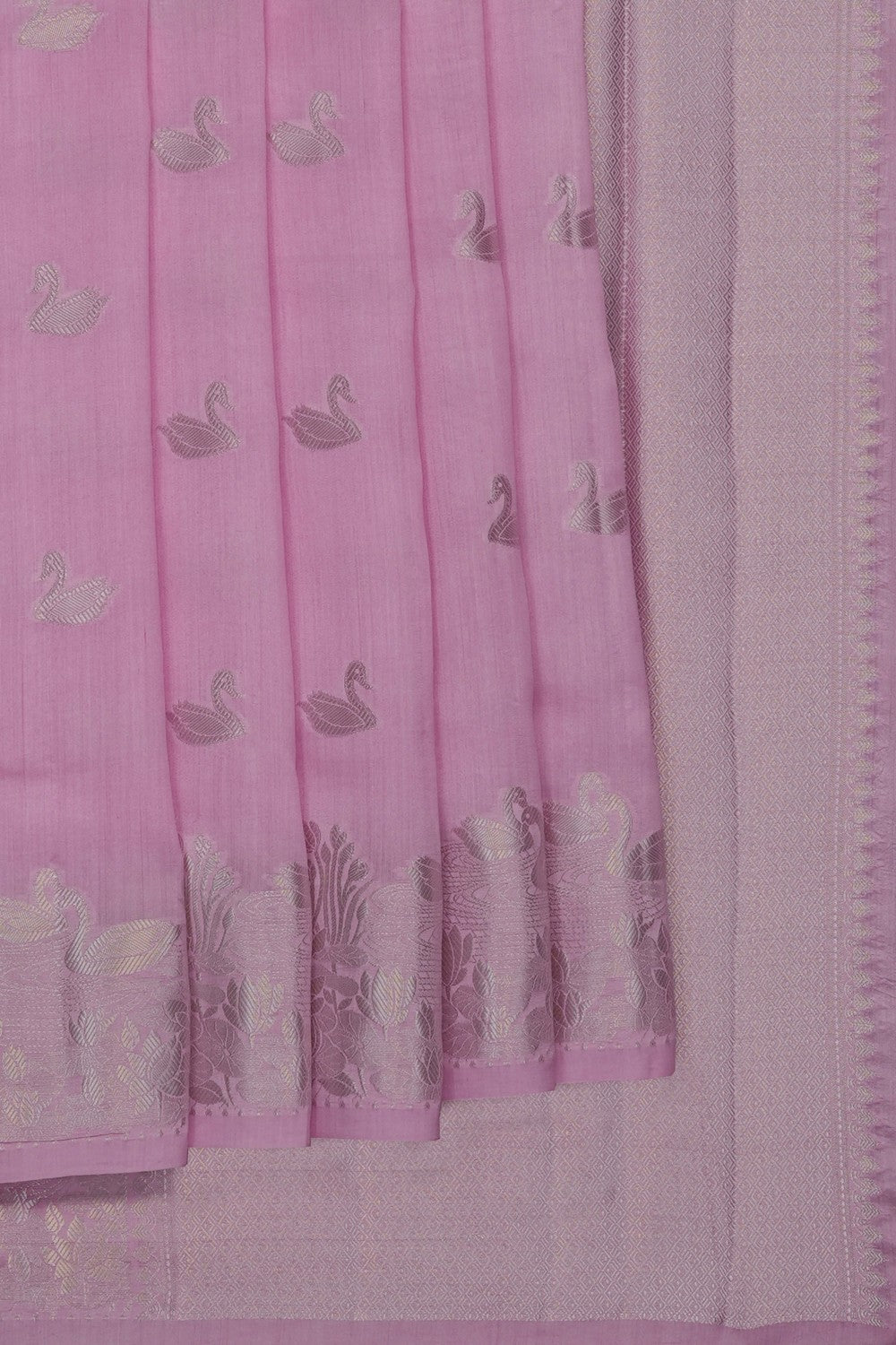 Image of Lavender-Pink Banarasi Chiniya Silk Saree