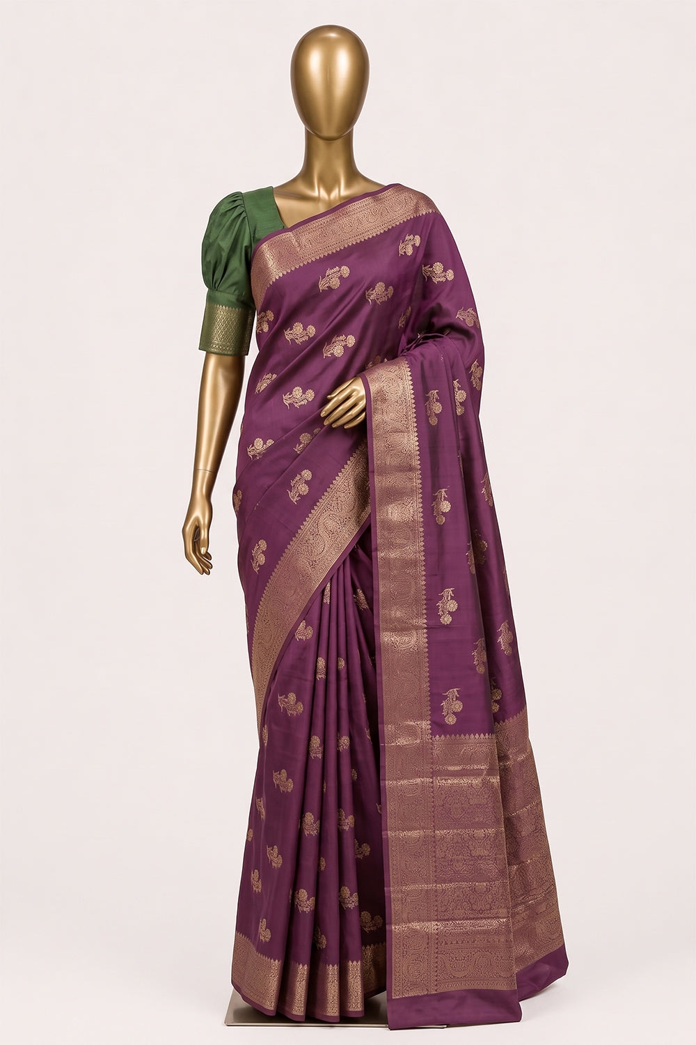 Image of Mauve Pink Banarasi Chiniya Silk Saree