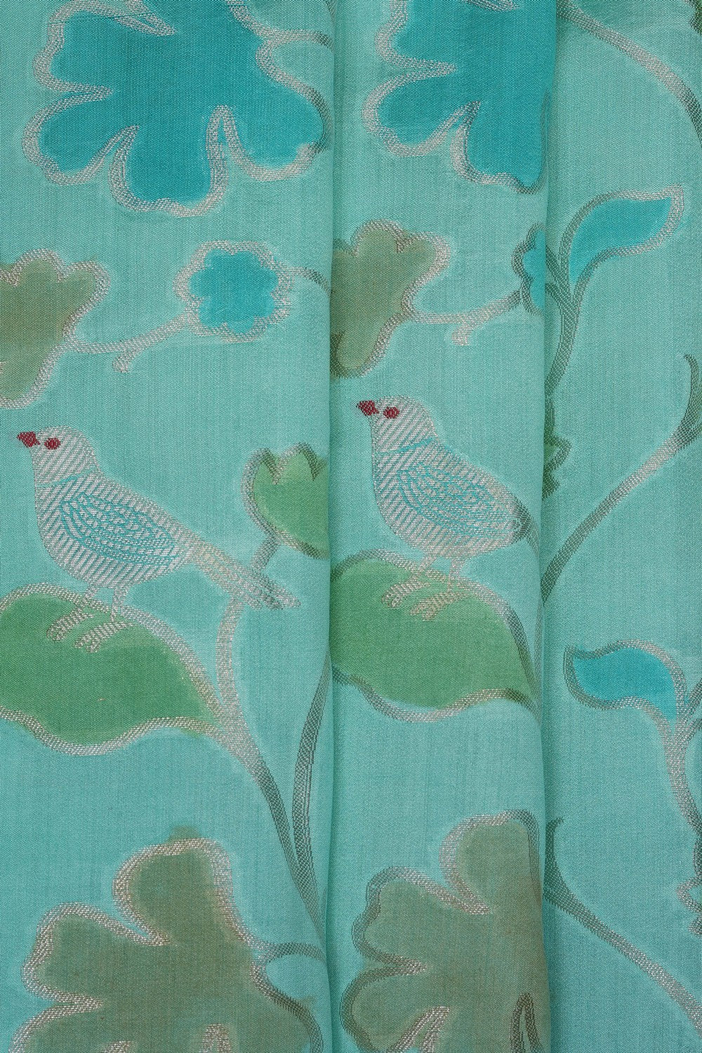 Image of Sea-Blue Banarasi Chiniya Silk Saree