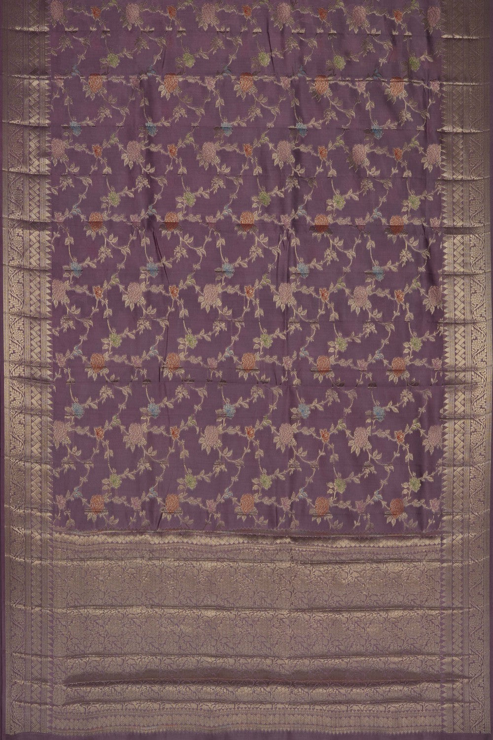 Image of Mauve-Purple Banarasi Chiniya Silk Saree