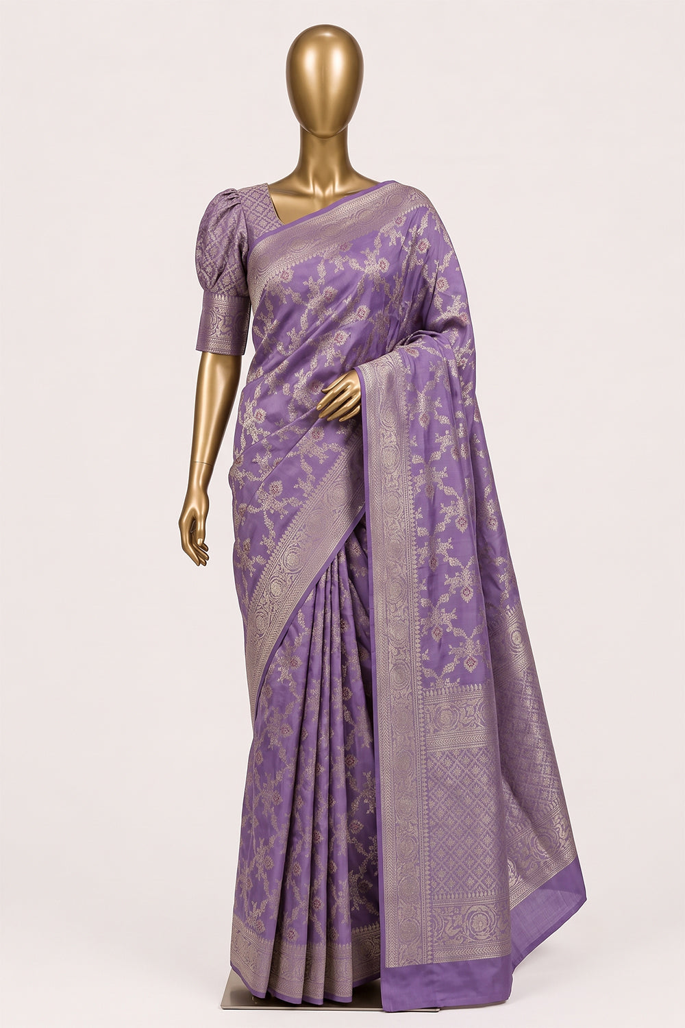 Image of Mauve Banarasi Chiniya Silk Saree