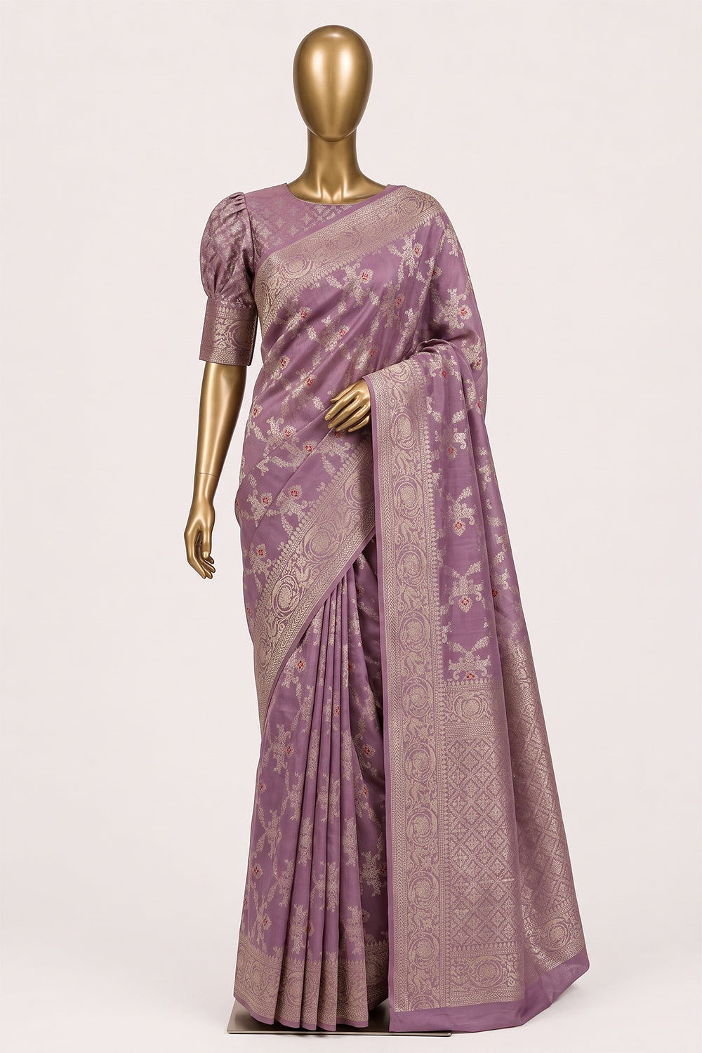 Image of Mauve Banarasi Chiniya Silk Saree