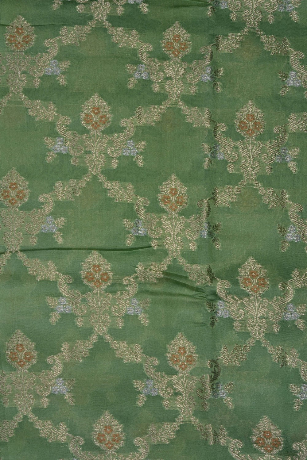 Image of Sage-Green Banarasi Chiniya Silk Saree