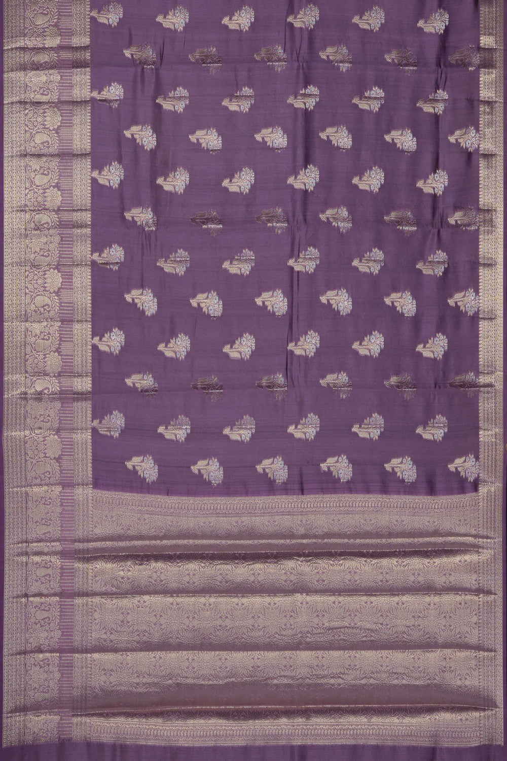 Image of Mauve Purple Banarasi Chiniya Silk Saree