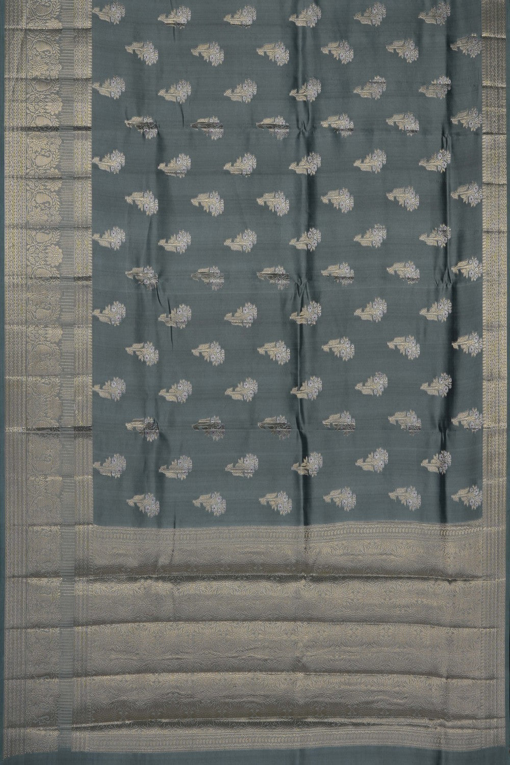 Image of Pebble Grey Banarasi Chiniya Silk Saree