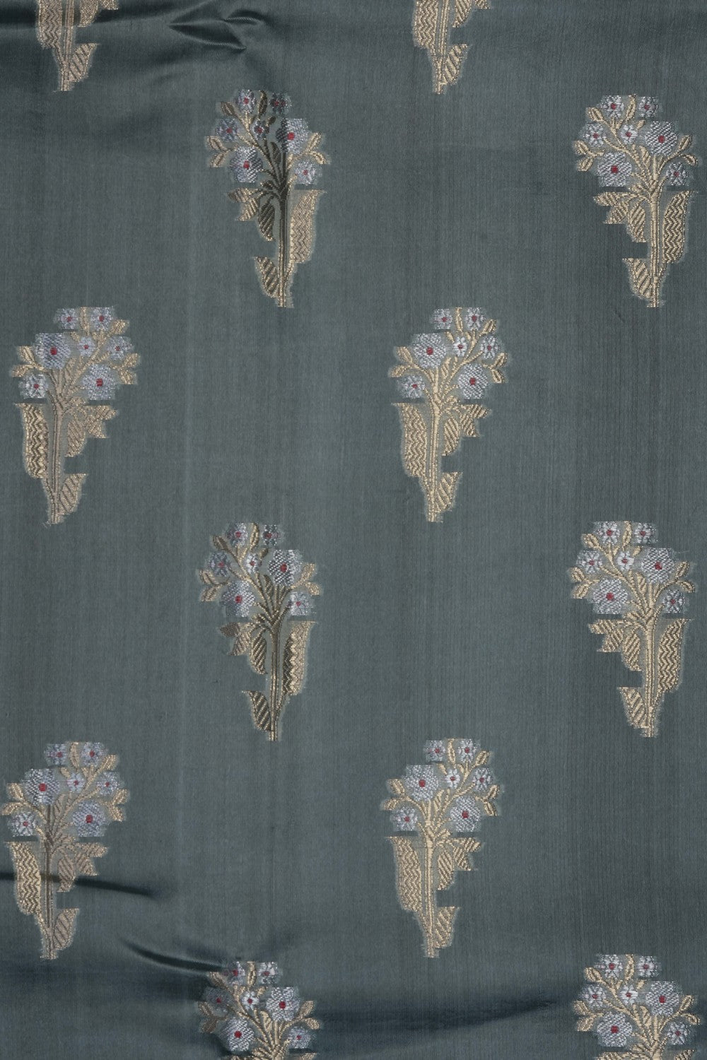 Image of Pebble Grey Banarasi Chiniya Silk Saree