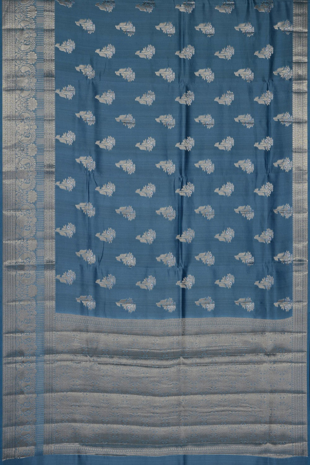 Image of Smoky Blue Banarasi Chiniya Silk Saree