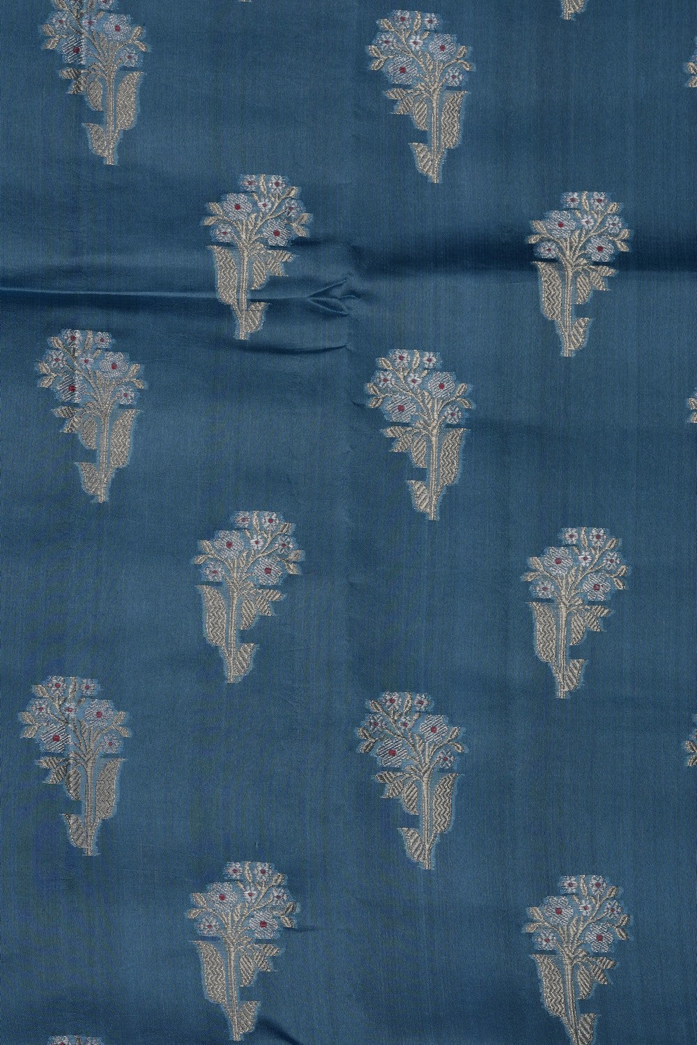 Image of Smoky Blue Banarasi Chiniya Silk Saree