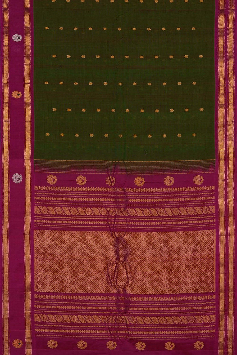 Image of Green Gadwal Silk-Cotton Saree