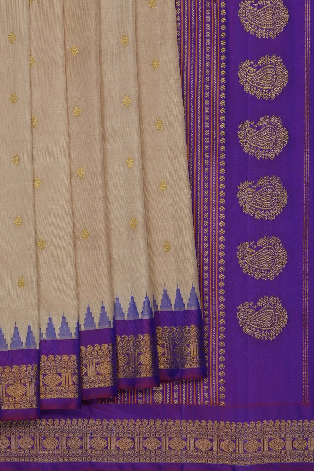 Image of A Classy Beige Gadwal Silk Saree