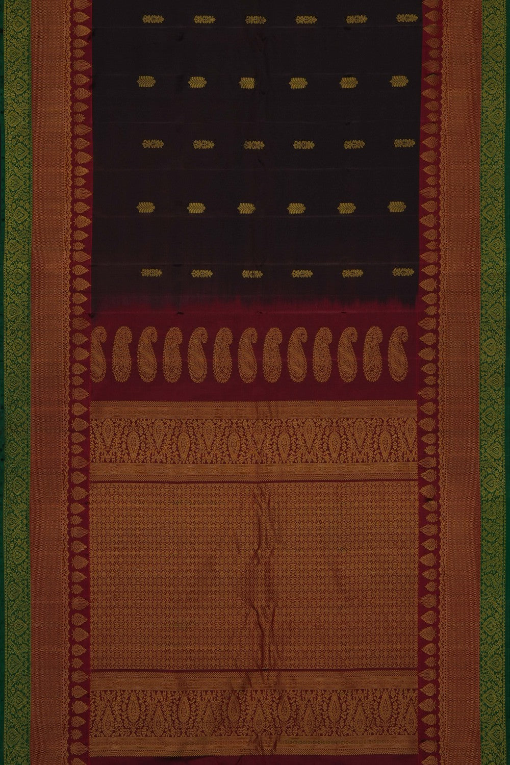 Image of Gadwal Silk Brown Saree